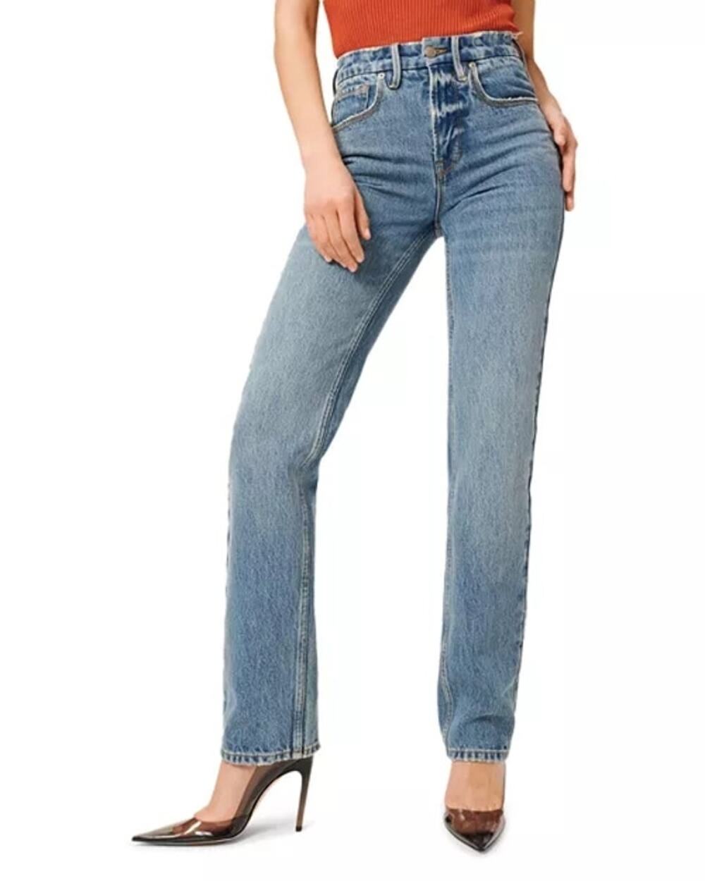 NWT Good American Good 90'S Icon High Rise Straight Leg Jeans in Blue952